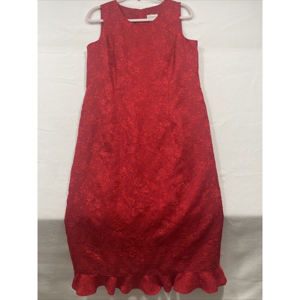 Vtg Koret Jacquard Red Sheath Dress Size 10 Sleeveless Holiday Dresses Party